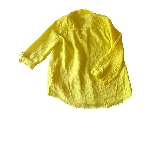 Ellen Tracey Yellow Linen Popover Tunic Top Size Medium - Picture 5 of 5